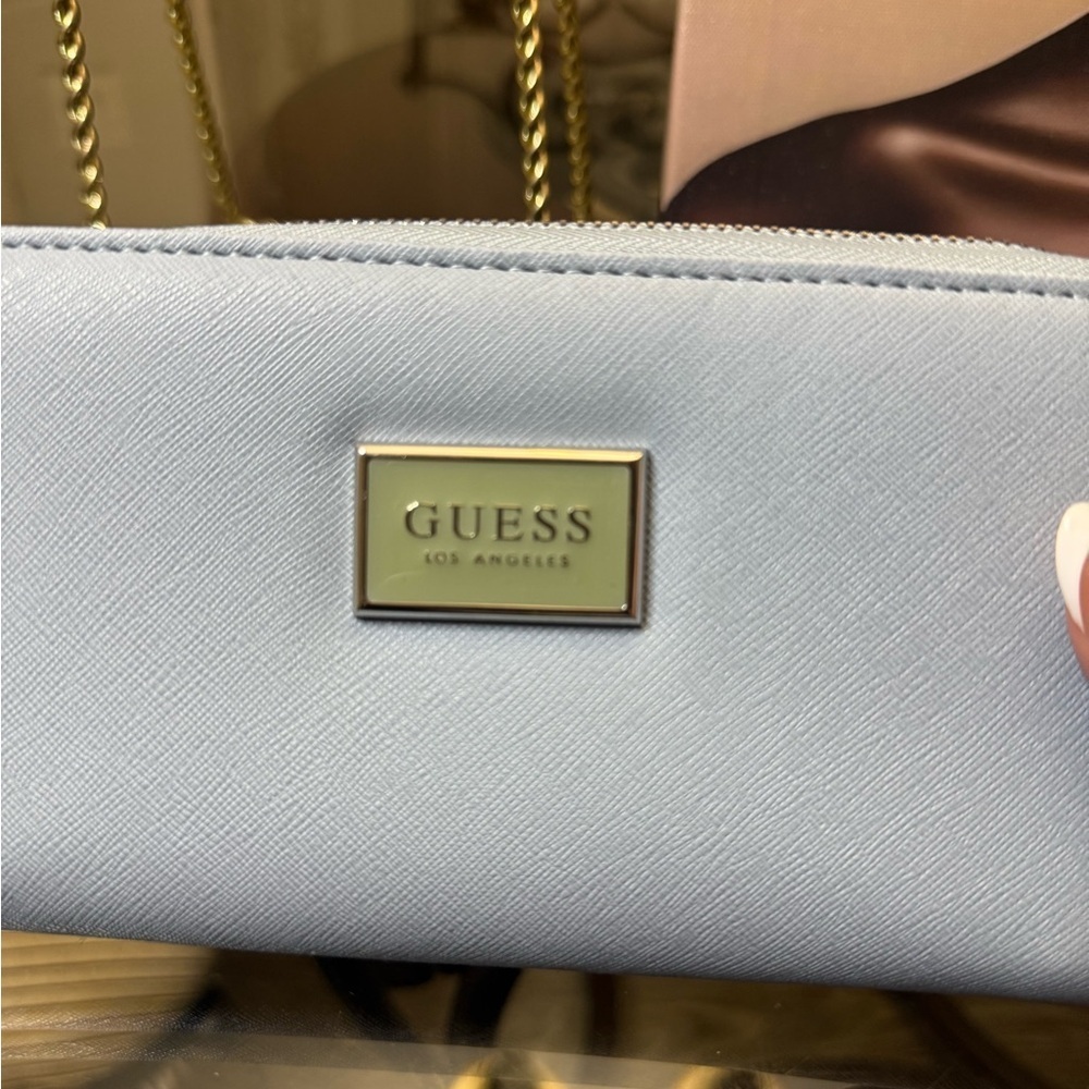 Guess Light Blue Wallet with Gold Accents - Picture 2 of 6